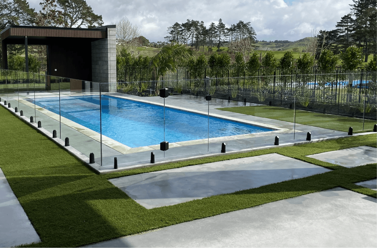 Large pool with lawn